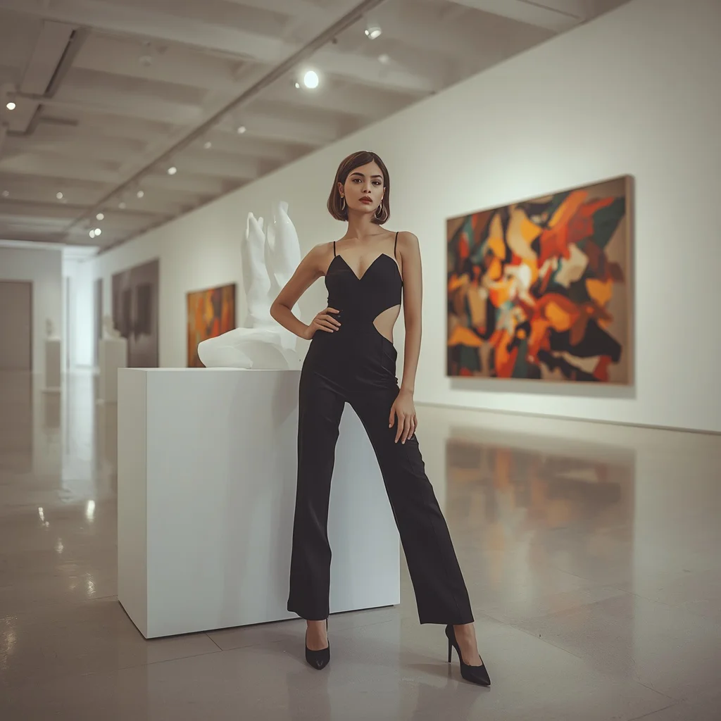Beautiful Girl Posing Confidently in a Modern Art Gallery | Retro style prompt for gemini girl in hindi — AI image prompt