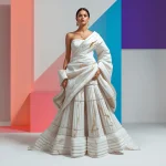 Bold Avant-Garde Saree with Sculpted Marble and Gold Veins | new instagram trend prompt for girl love