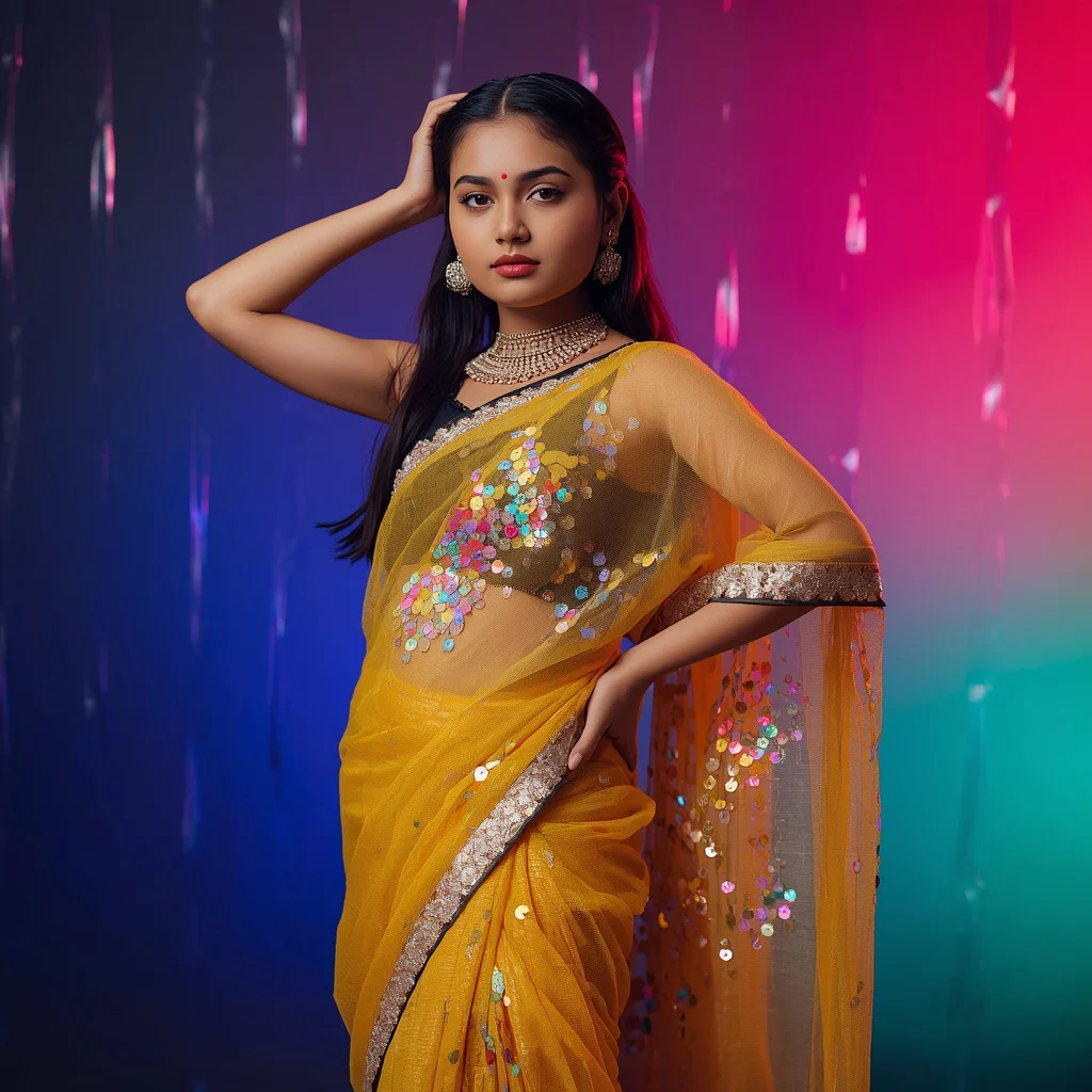 Dragon Scale Sequin Saree: Edgy Youthful Glamour | cinematic ai prompt — AI image prompt